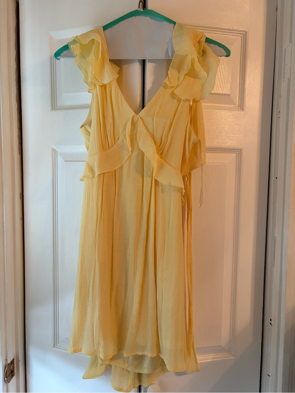 Francesca's Collections Pale Yellow Ruffle High-Low Dress